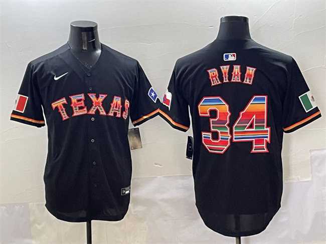 Mens Texas Rangers #34 Nolan Ryan Black Mexico Limited Stitched Jersey